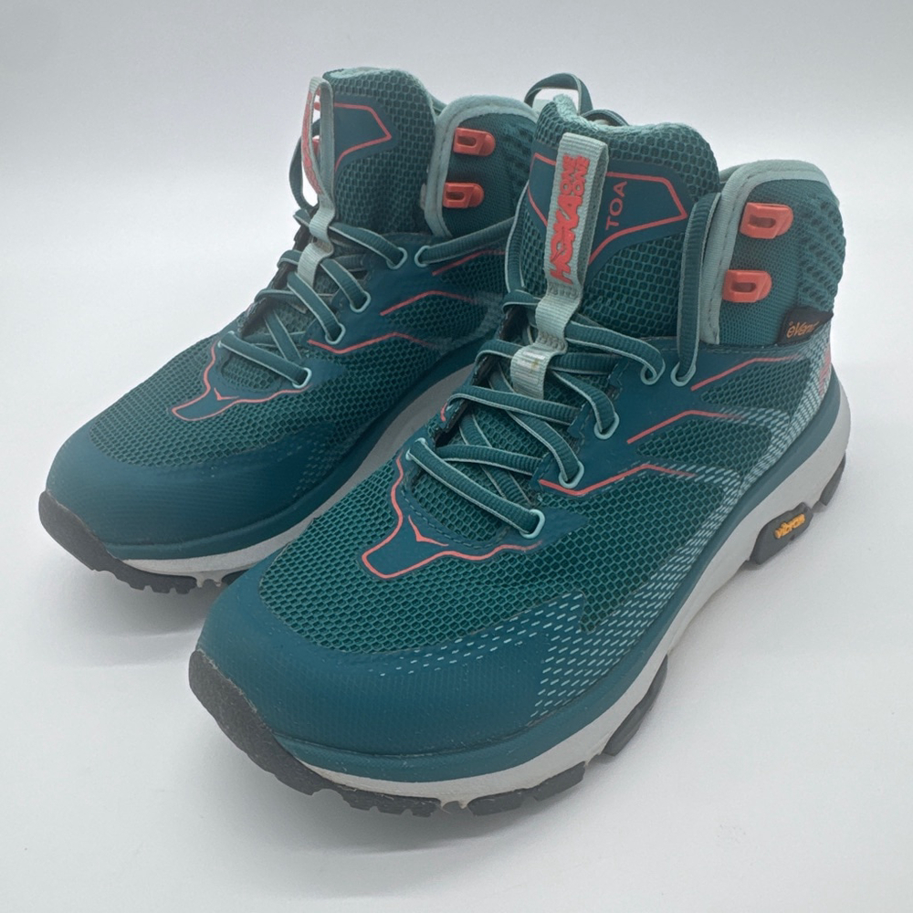 Hoka One Sky Toa Hiking Boots US 5.5 Teal Orange